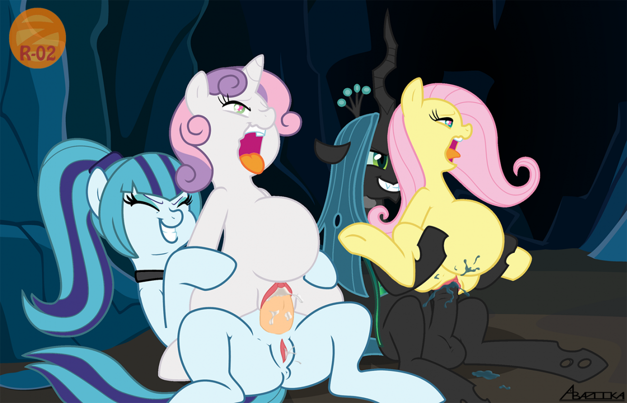 changelingfluttershy-mlpqueen-chrysalis-mlpsonata-dusksweetie-belle-mlp