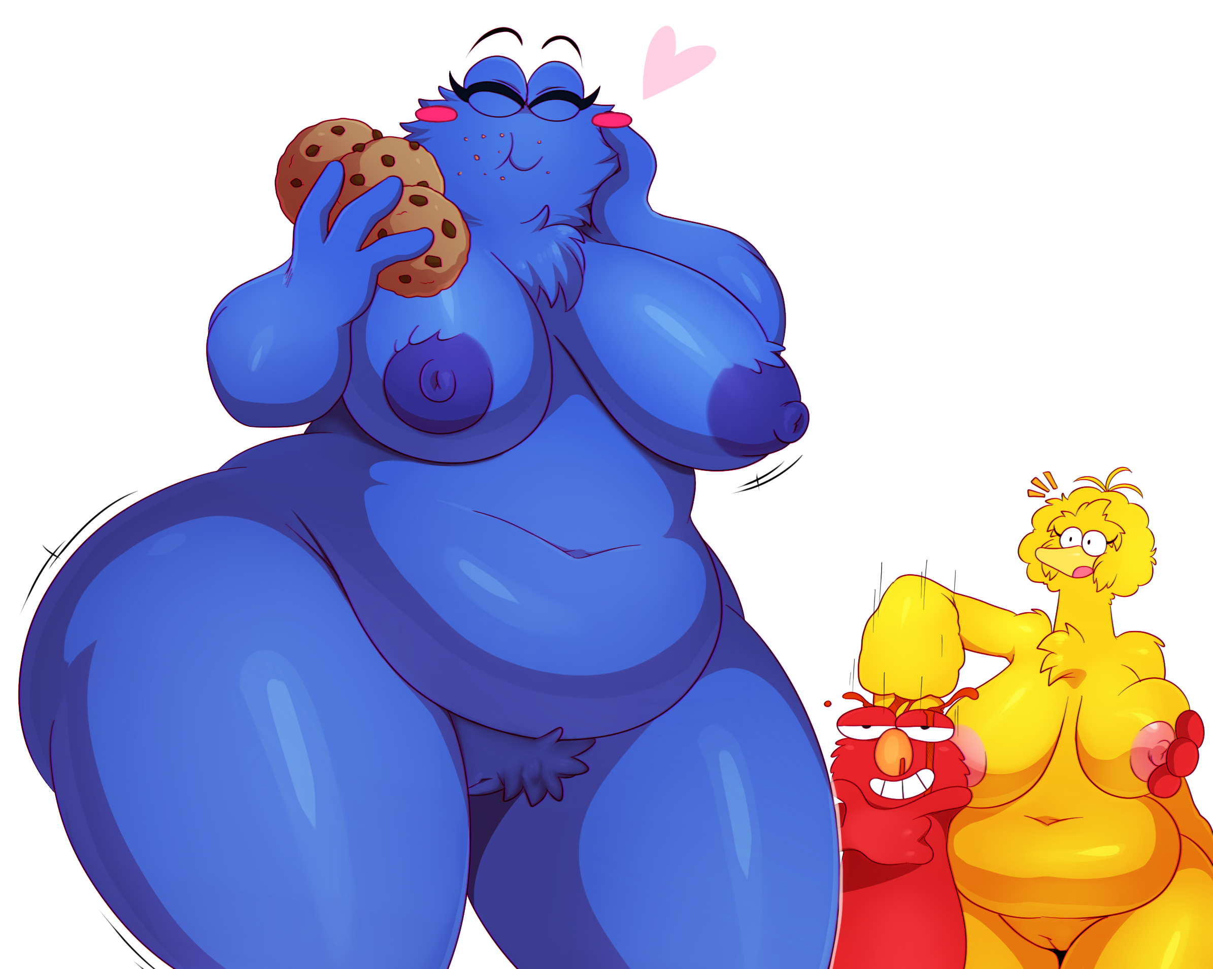 big bird+cookie monster+elmo.