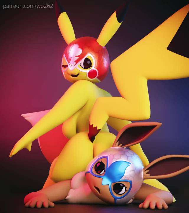 eevee+original character+pikachu+pikachu libre
