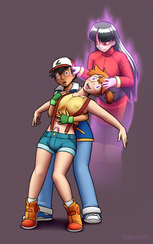 ash ketchum+kasumi (pokemon)+sabrina (pokemon)+satoshi (pokemon)