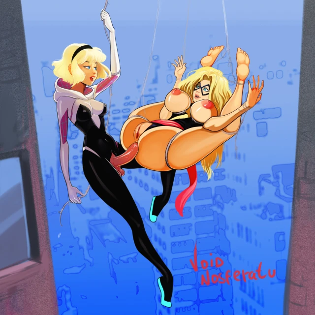 carol danvers+gwen stacy+ms. marvel+spider-gwen