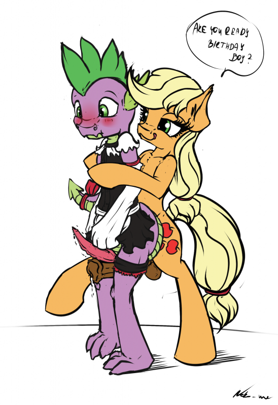 applejack (mlp)+spike (mlp)
