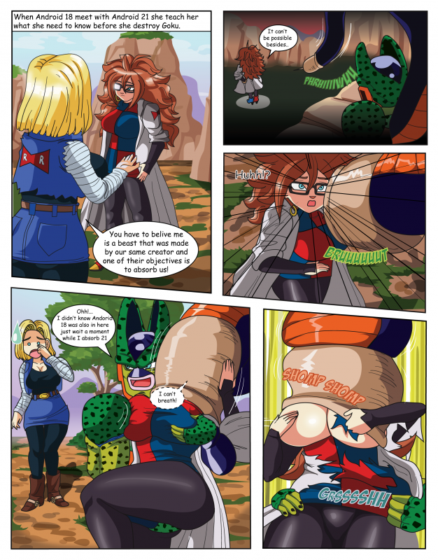 android 18+android 21+android 21 (human)+cell (dragon ball)