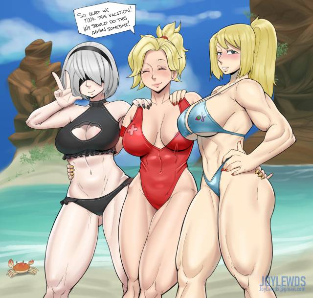 mercy+samus aran+yorha 2b