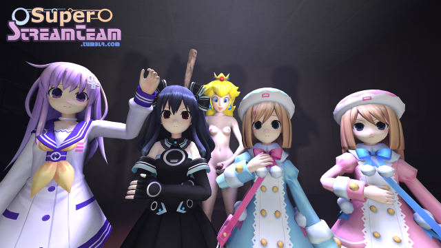 nepgear+princess peach+ram (neptunia)+rom (neptunia)+uni (neptunia)
