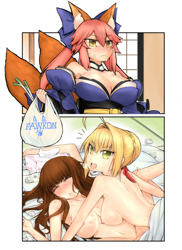 hakuno kishinami+nero claudius (fate)+tamamo no mae (fate)