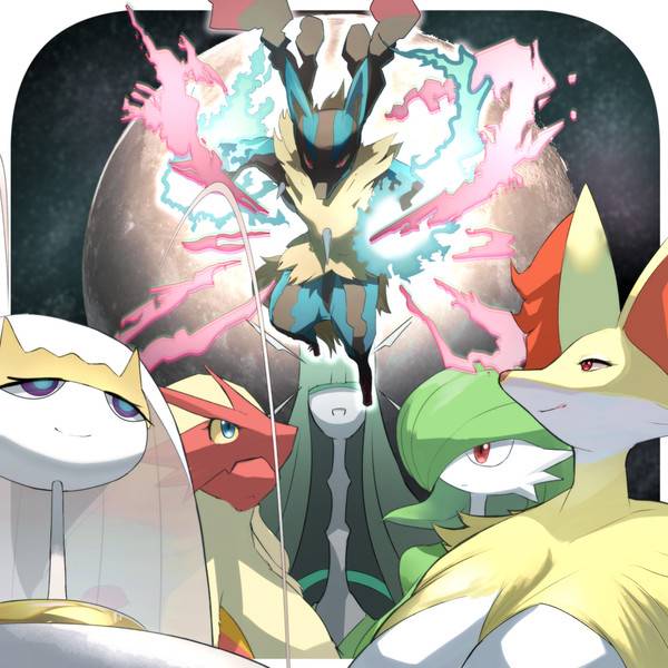 blaziken+delphox+gardevoir+lucario+mega lucario