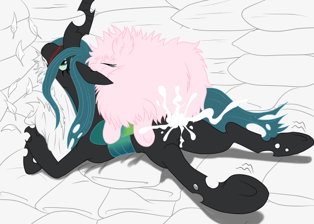 changeling+fluffle puff+queen chrysalis (mlp)