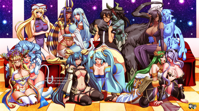 camilla (fire emblem)+dizzy+erubetie+felicia+ninian+nitocris (fate grand order)+origa discordia+palutena+sona buvelle+yakumo yukari