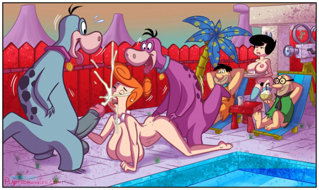 betty rubble+dino+fred flintstone+wilma flintstone