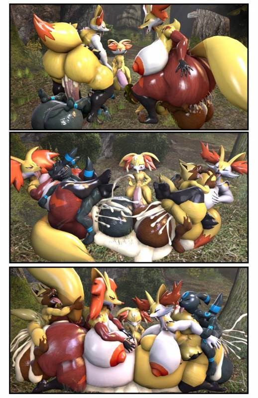 braixen+delphox+eeveelution+fennekin+poochyena+shiny pokemon+umbreon