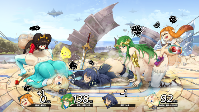ashley (warioware)+chiko (mario)+inkling+lucina (fire emblem)+palutena+rosalina