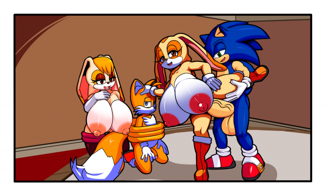 cream the rabbit+sonic the hedgehog+tails+vanilla the rabbit