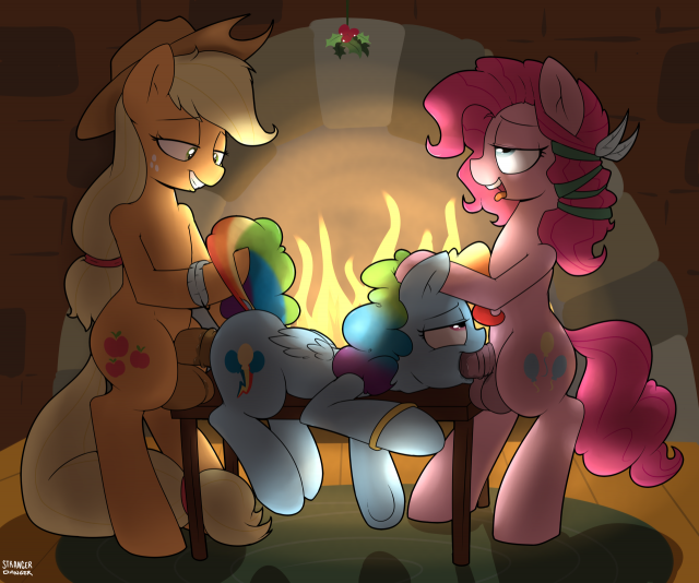 applejack (mlp)+fan character+pinkie pie (mlp)