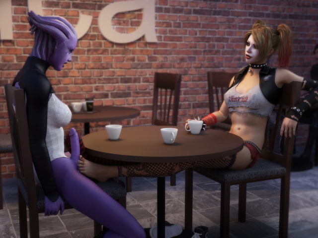 aria t'loak+asari+harley quinn