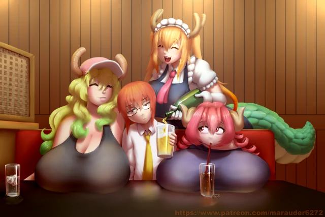 iruru+kobayashi (maidragon)+quetzalcoatl (maidragon)+tooru (maidragon)