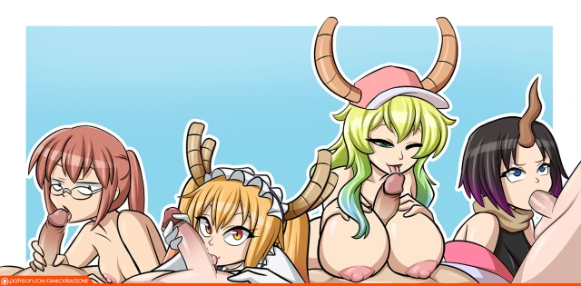 elma (dragon maid)+kobayashi+quetzalcoatl (dragon maid)+tohru (dragon maid)