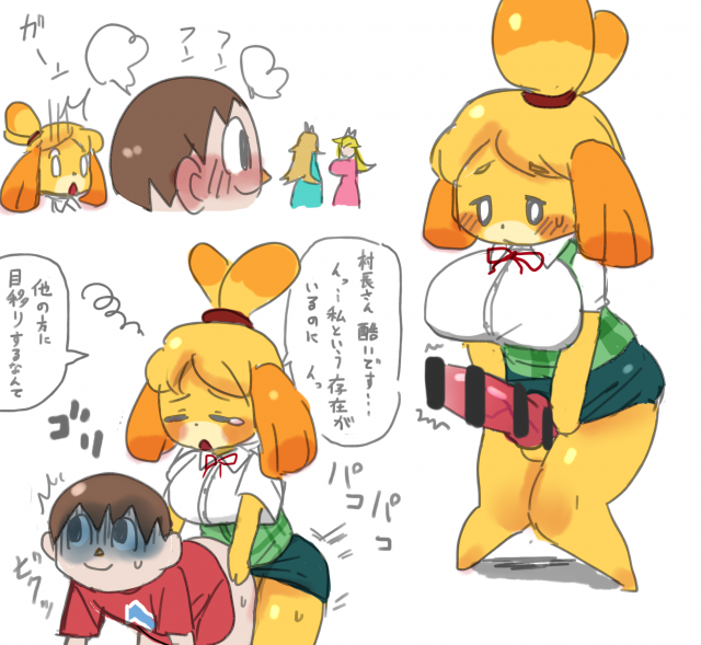 isabelle (animal crossing)+princess peach+princess rosalina+villager (animal crossing)