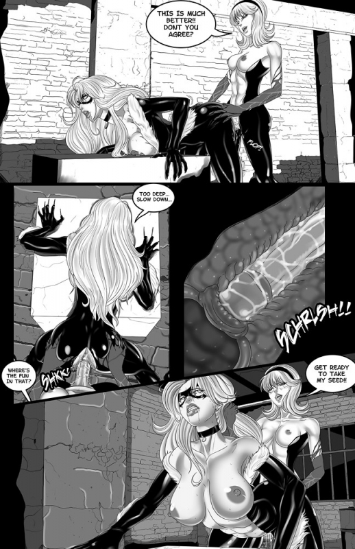 black cat (marvel)+shc-venom+spideg-gwen