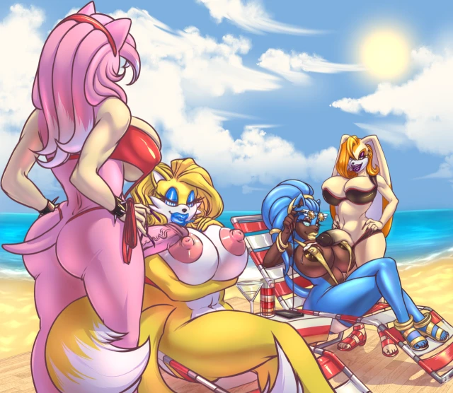 amy rose+cream the rabbit+sonic the hedgehog+tails